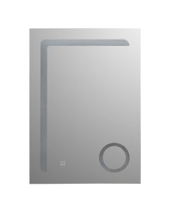 Mirror with LED, aluminum frame, touch on/off, with magnifying mirror, 50x70 cm