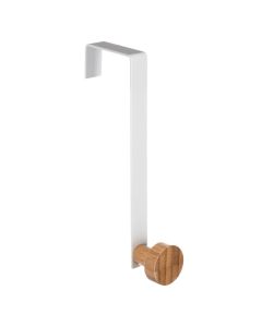Clothes hanger, metal/wood, white/brown, 1.5x5x16.5 cm