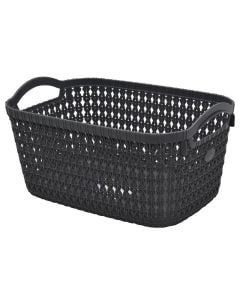 Storage basket, Knit, 6 lt, plastic, anthracite, 29.3x19.8x14.1 cm