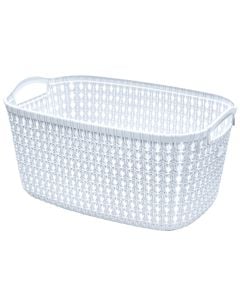 Storage basket, Knit, 10 lt, plastic, white, 35.4x22.8x17.4 cm
