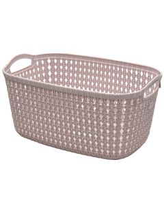 Storage basket, Knit, 10 lt, plastic, powder pink, 35.4x22.8x17.4 cm