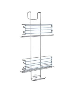 Shower butler, Next, 3-tier, polytherm® coating, grey, with 4 silicone strips, light blue/purple, 33x13xH58 cm