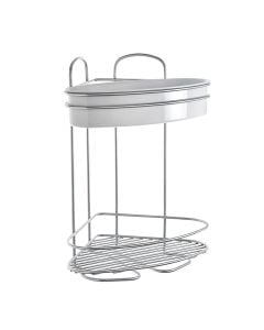 Shower holder, Orbit, 2-tier, angular, chrometherm® coating, grey/white, 21x21xH35 cm