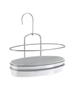 Shower holder, Orbit, oval, chrometherm® coating, grey/white, 26x13xH17/26 cm