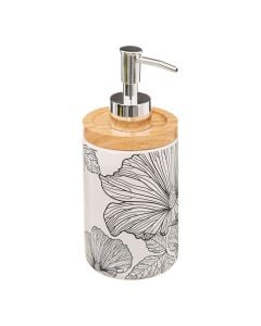 Liquid soap holder, Blackflora, bamboo/ceramic, colorful, 8.1xH18 cm
