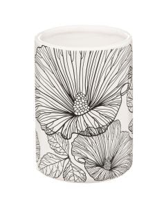 Toothbrush holder, Blackflora, bamboo/ceramic, colorful, 7.8xH11 cm