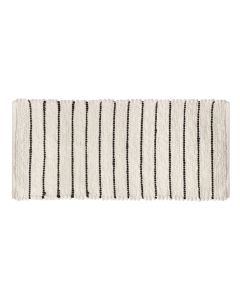Bath mat, cotton, with stripes, white/black, 50x120 cm