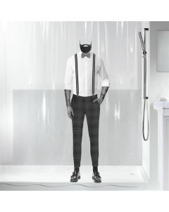 Shower curtain, Dandy, peva, white/black, 180x200 cm