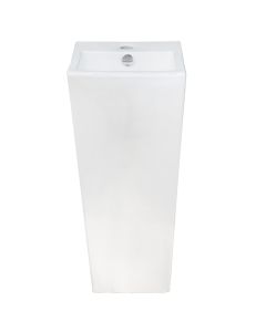 Square basin, column, floor standing, porcelain, white, 34x32xH82 cm