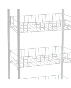 Storage shelf, EPOXY, with wheels, 4 baskets, metal, white, 38.5x26xH86cm