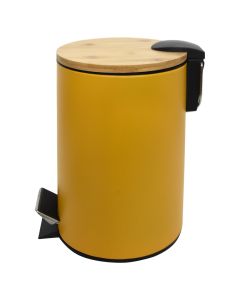 Toilet basket, 3L, metal/bamboo, yellow, 16.8xH24cm