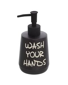 Liquid soap dispenser, ceramic, black, 9.5xH16cm
