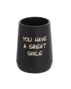 Toothbrush holder, ceramic, black, 8xH13cm