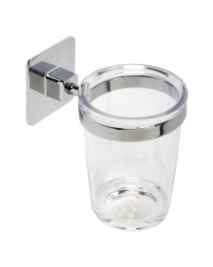 Toothbrush holder, chrome/glass, silver, 7.3x11.5xH10.4 cm