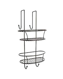 Shampoo holder, 2 levels, hanging, chrome/metal, black, 24x50xH24cm