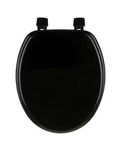 Toilet lid, MDF, black, hinge, plastic, axis 13-18, 37x43xH5cm