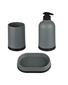 Toilet accessory set, 3 pieces, polypropylene, gray, 22x22xH10 cm