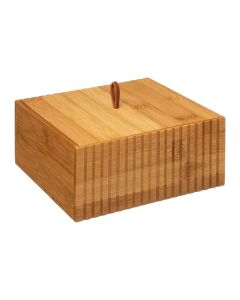 Organizer box with lid, square, bamboo, bamboo/natural, 17x17xH7 cm