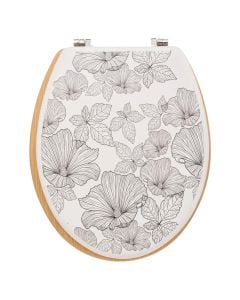 Toilet lid, Blackflora, MDF, white/black, 15x36xH4cm