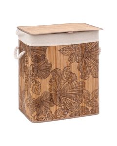 Laundry basket, Blackflora, with handles, bamboo, bamboo/natural, 30x41x50cm