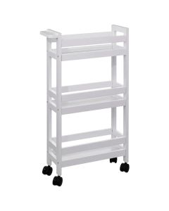 Organization shelf, 3 levels, with wheels, MDF, white, 15x40xH75cm