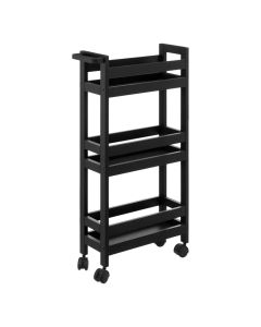 Organization shelf, 3 levels, with wheels, MDF, black, 15x40xH75cm