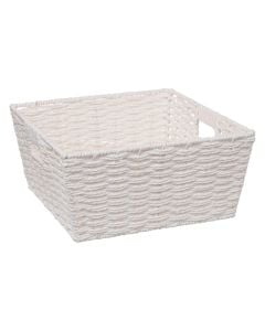 Storage basket, rectangular, with handles, fabric, white, 31x31xH15cm