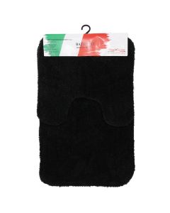 Bath mat, set of 2, microfiber, black, 50x48cm; 80x48 cm