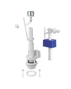 Discharge mechanism set, 1 button + 3/8'' horizontal flange, plastic, white