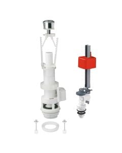 Discharge mechanism set, 2 buttons + vertical flange, 3/8'', plastic, white