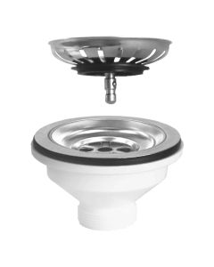 Sink waste, stainless steel grill, plastic, white, ø114x1/1/2''