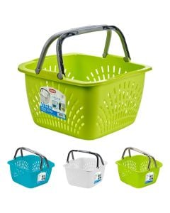 Laundry basket, VENTO, square with handle, 18L, colorful plastic, 40x40xH23 cm
