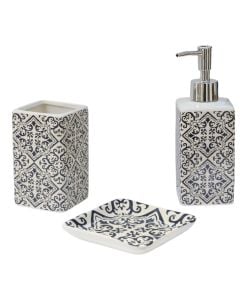 Bathroom accessory set, 3 pieces, ceramic, white
