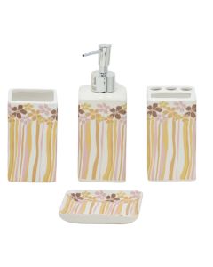 Bathroom accessory set, 4 pieces, ceramic, colorful