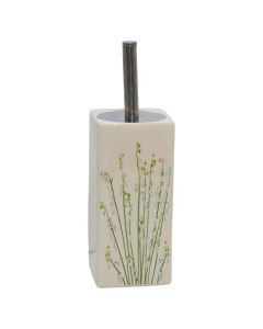 Toilet brush holder, ceramic, white/green, 11x11xH38 cm