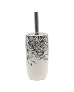 Mbajtëse furçe tualeti, qeramikë, e bardhë/e zezë, 12xH38 cm