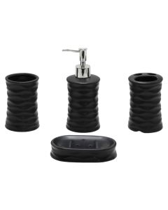 Bathroom Toilet accessory set, 4 pieces, ceramic, black