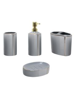 Bathroom accessory set, 4 pieces, ceramic, blue sky