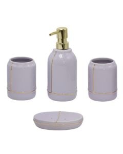 Bathroom accessory set, 4 pieces, ceramic, purple