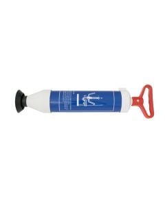 Unclog hand pump, vacuum, for sink, metal/plastic, blue