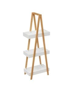 Organization shelf, Natureo, with 3 levels, bamboo/mdf, white/natural bamboo, 18x30xH82 cm