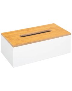 Paper holder, with lid, Mdf/bamboo, white/brown, 25x13xH9 cm