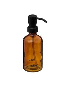 Soap dispenser, glass, brown, 250 ml, 6.5x6.5xH18 cm