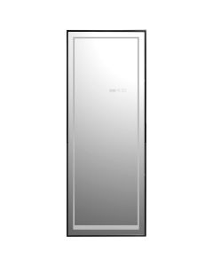 Rectangular mirror with LED lighting, vapor rezistance,aluminum frame, touch on/off, black, 50x150 cm