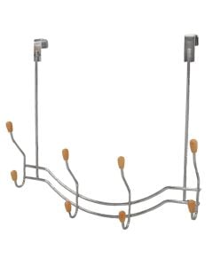 Clothes hanger, on the door, 8 hooks, metal, chrome, 39x13.5xH23.5 cm