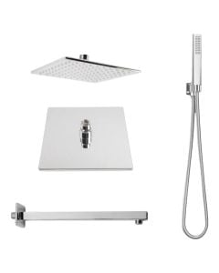 Shower head set, Smart, square, 2 shower heads, flexible pipe, stainless steel, 20x20 cm