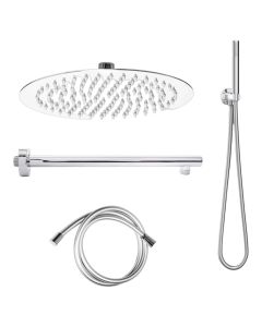 Shower head set, Smart, round, 2 shower heads, flexible pipe, stainless steel, 20 cm
