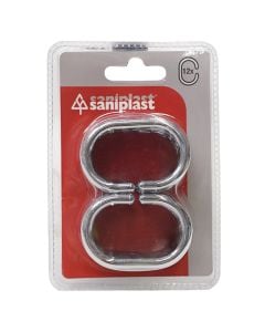 Shower curtain rings, plastic, silver, 12 pcs