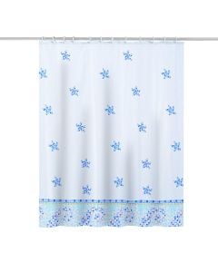 Shower curtain, Raso, polyester, white/blue, 180x200 cm