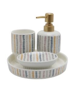Bathroom accessory, 4 pieces, Stripsi, ceramic, white